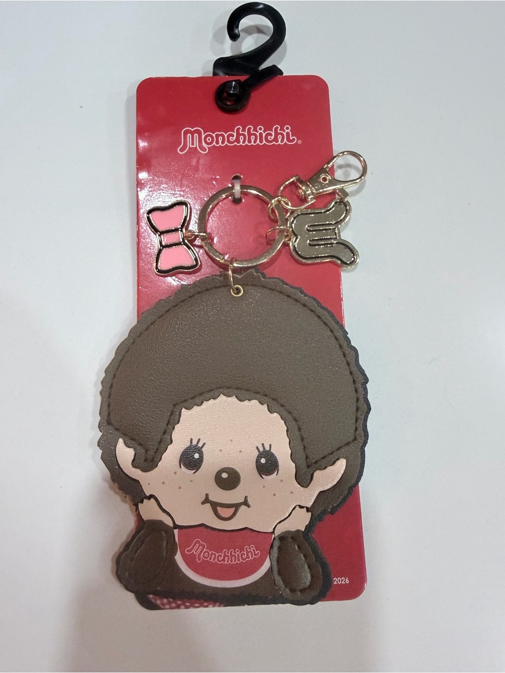 Monchhichi Character Keychain with Gold Accents